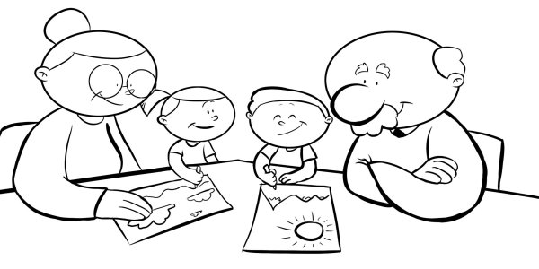 Раскраска бабушка и дедушка