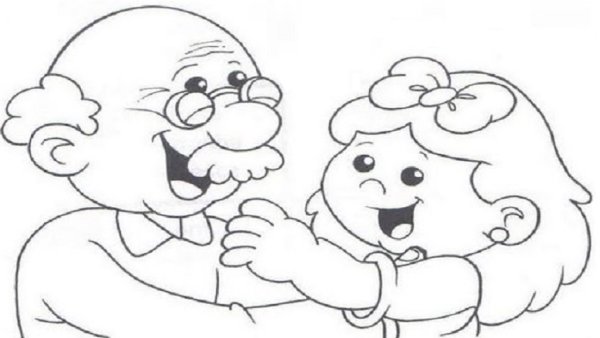 Раскраска бабушка и внук