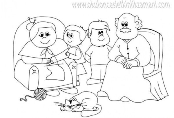 Раскраска дедушка и бабушка вместе