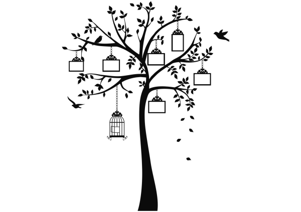 Шаблон дерева на стену