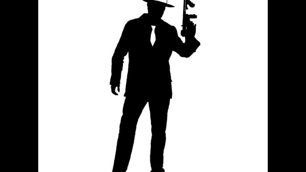 Силуэт гангстер с автоматом