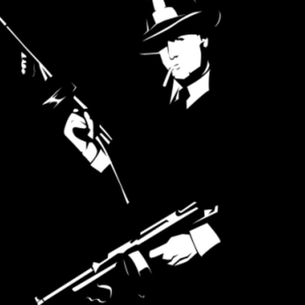 Гангстер на черном фоне