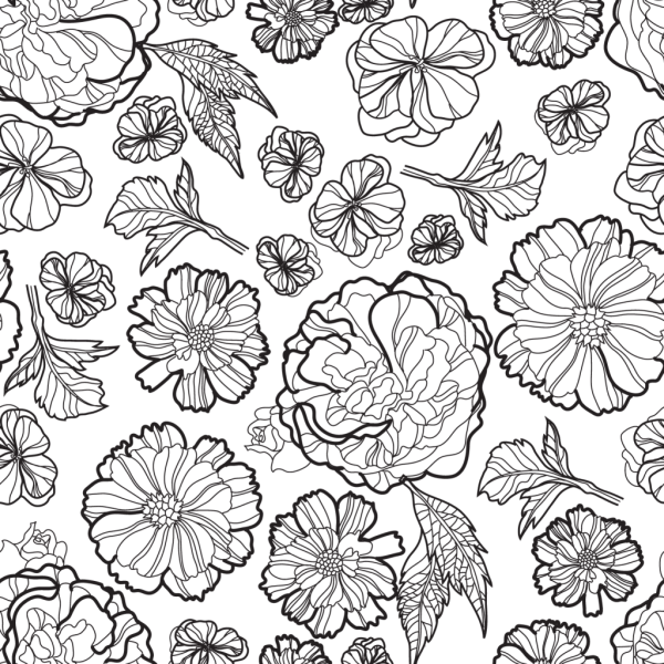 Цветочный принт раскраска