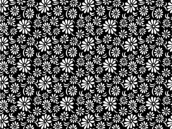 Цветочный узор черно белый