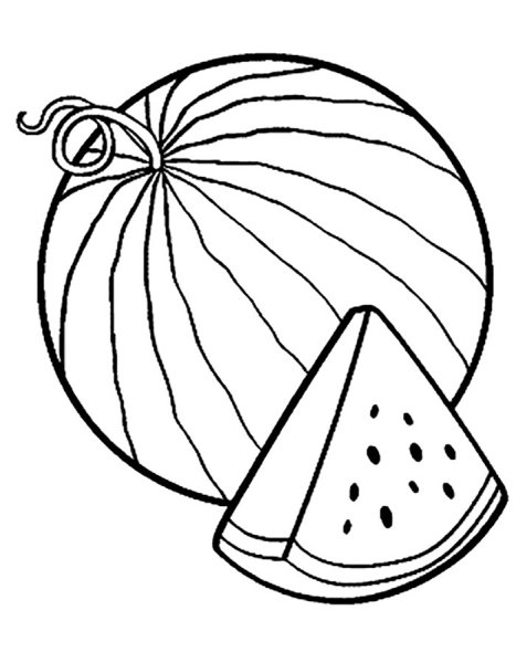 Арбуз раскраска для детей