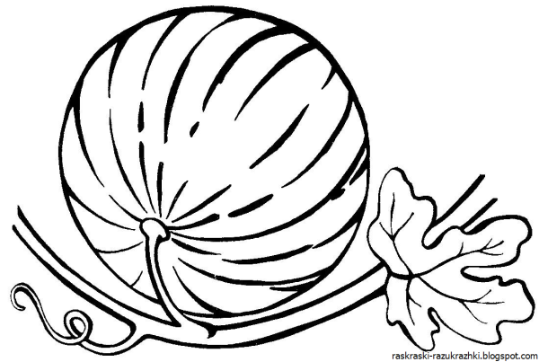 Арбуз рисунок черно белый