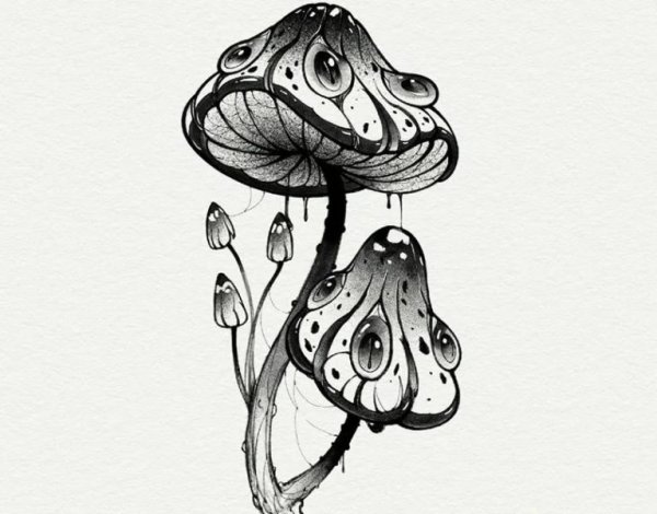 Грибы тату эскиз