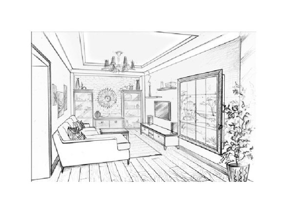 Эскиз гостиной комнаты