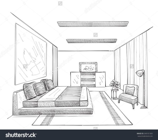 Интерьер гостиной в квартире +скетч +план