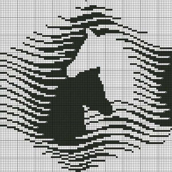 Монохромная вышивка лошадь