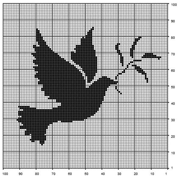 Филейное вязание крючком схемы птицы