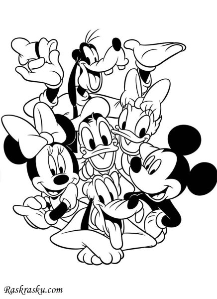 Раскраски Дисней Микки,Дональд,Гуфи