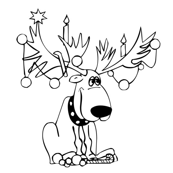Новогодний олень черно белый