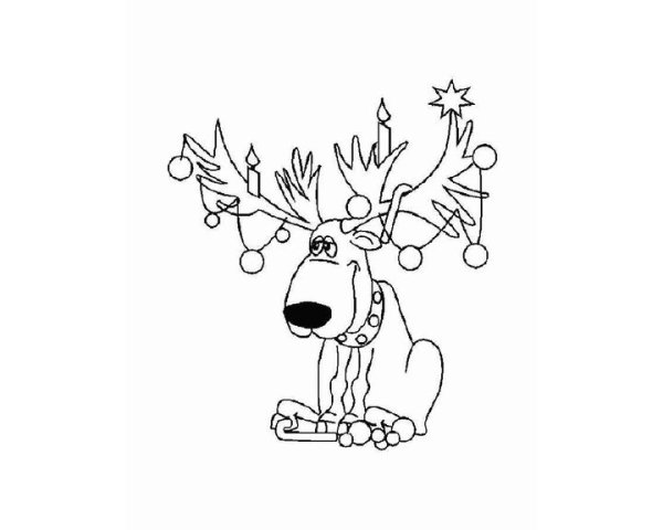 Раскраска олень новогодний