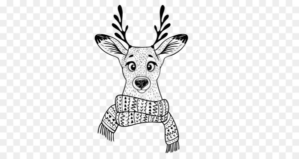 Новогодний олень черно белый