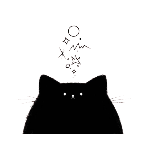 Черный котик рисунок