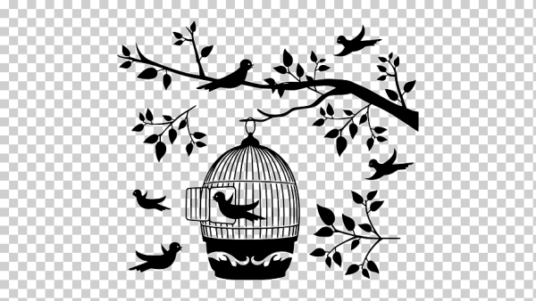 Птица в клетке силуэт