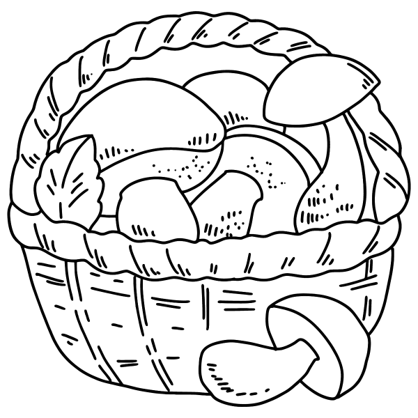Корзина с грибами раскраска