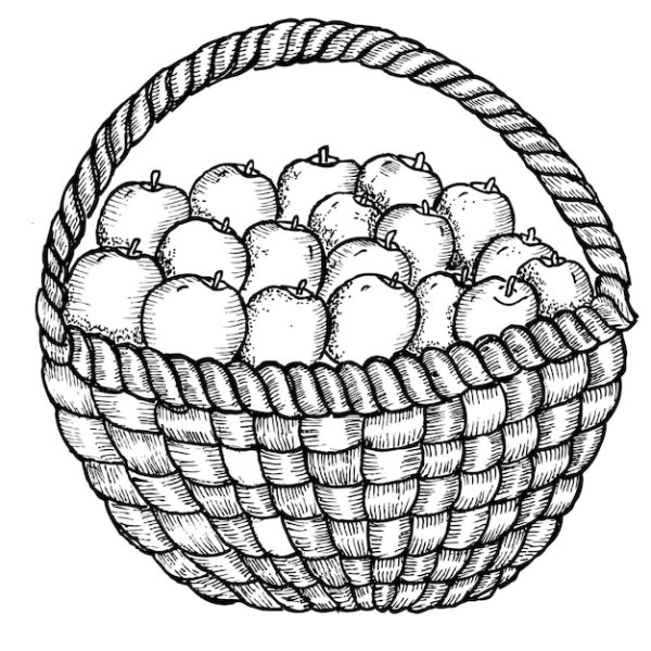 Рисование корзинка с грибами