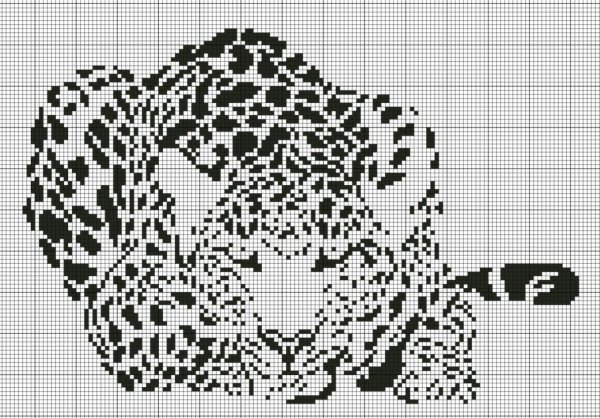 Схема вышивки монохром животные