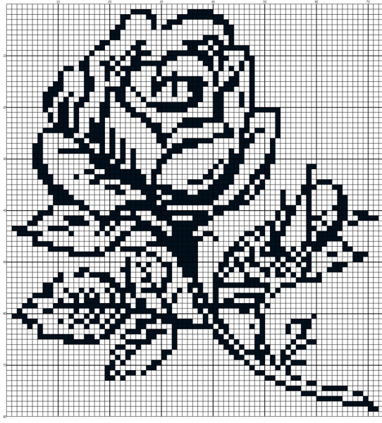 Монохромная вышивка крестом цветы