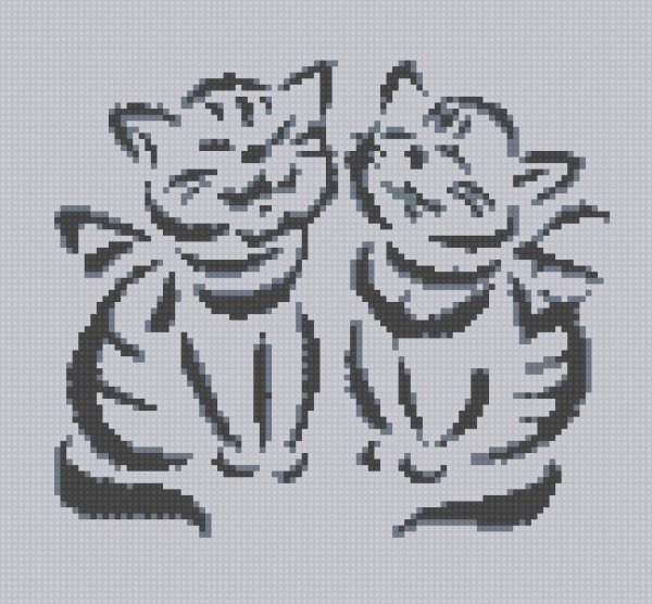 Монохромная вышивка крестом кошки