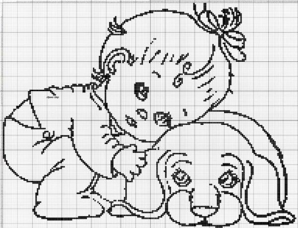 Монохромная вышивка детская