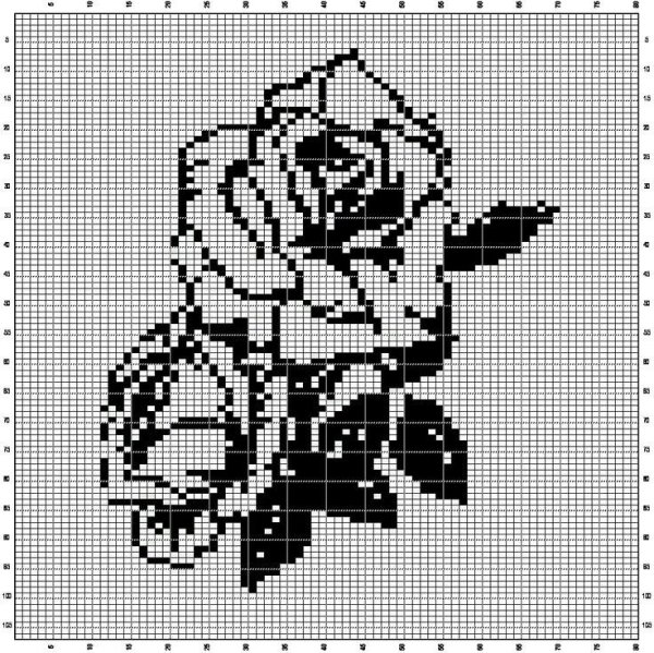 Вышивка монохром розы