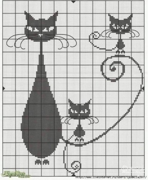 Вышивка коты схемы