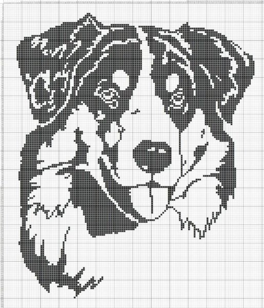 Монохромные вышивки собак