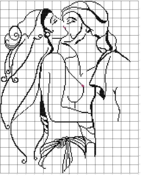 Монохромная вышивка пара