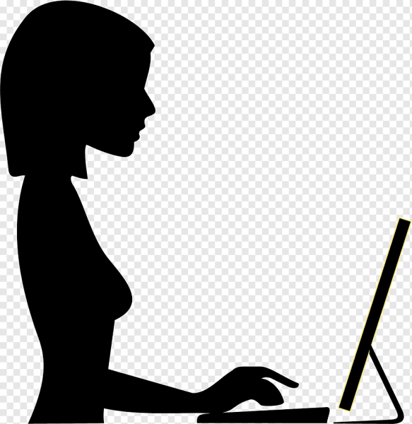 Силуэт человека с компьютером