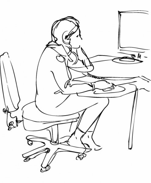 Наброски людей за компьютером