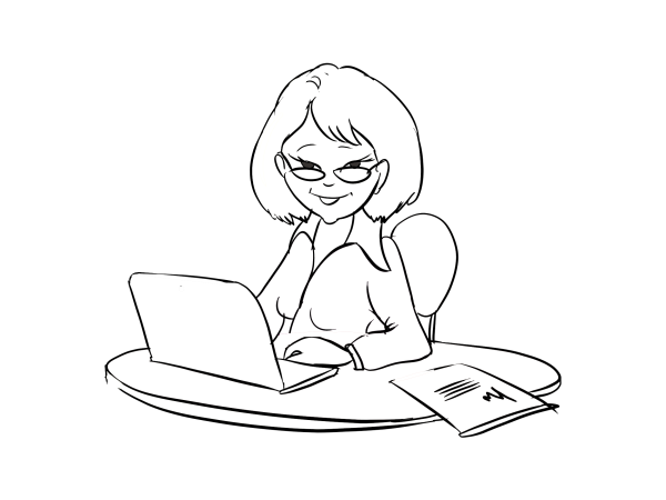 Раскраска бухгалтер за компьютером