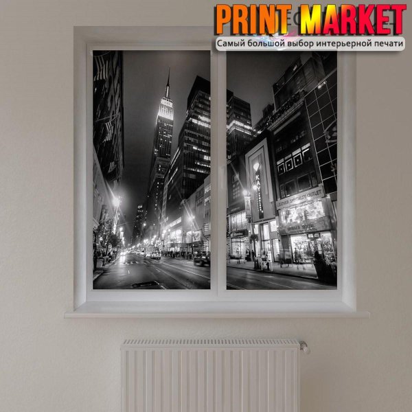 Жалюзи черные с рисунком города