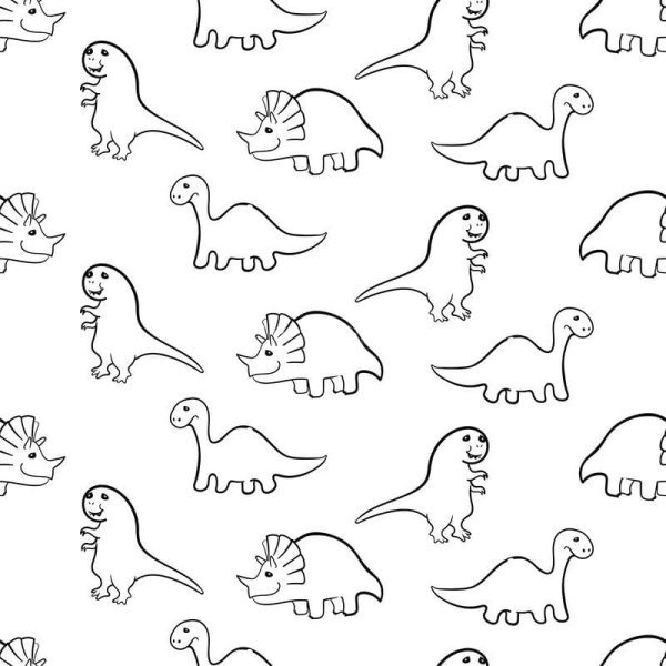 Маленькие Динозаврики черно белые