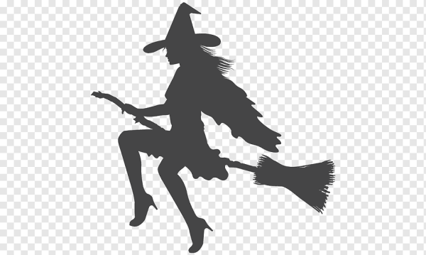 Ведьмочка на метле силуэт