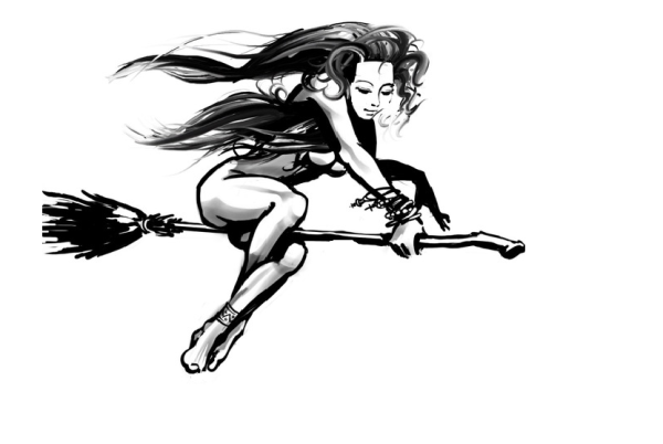 Тату ведьма на метле