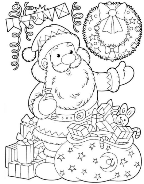 Дед Мороз и Снеговик раскраска