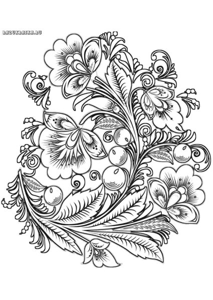 Раскраска "Хохломская роспись"