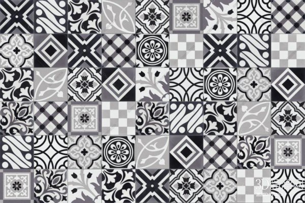 Плитка с черно белым орнаментом