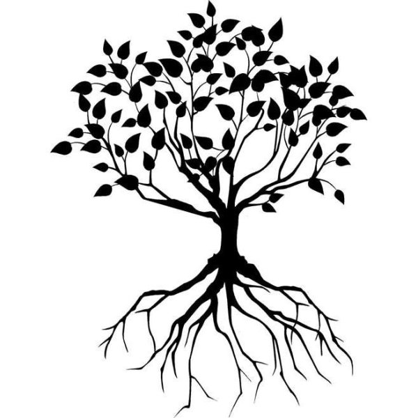 Дерево с корнями силуэт