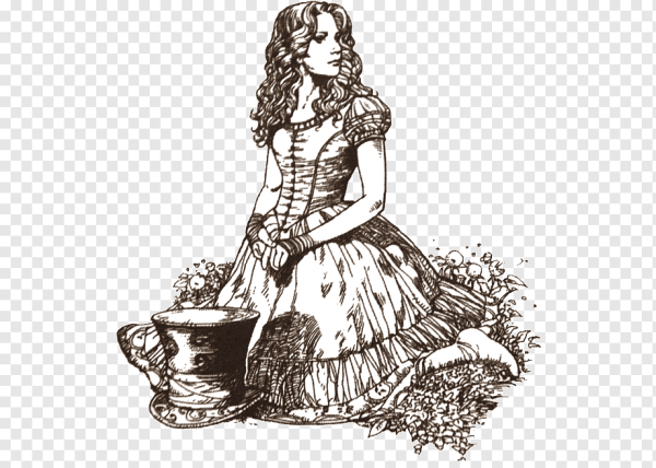 Алиса в стране чудес черно белые