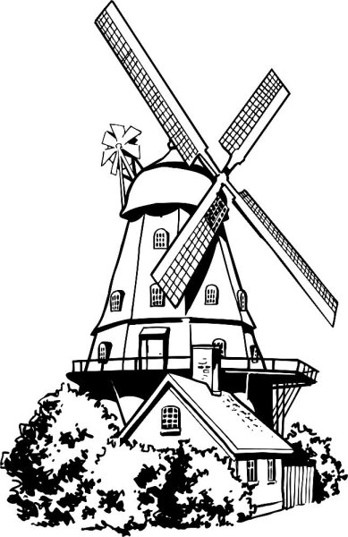 Мельница раскраска