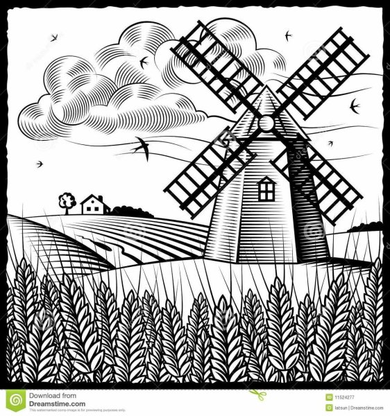 Мельница рисунок