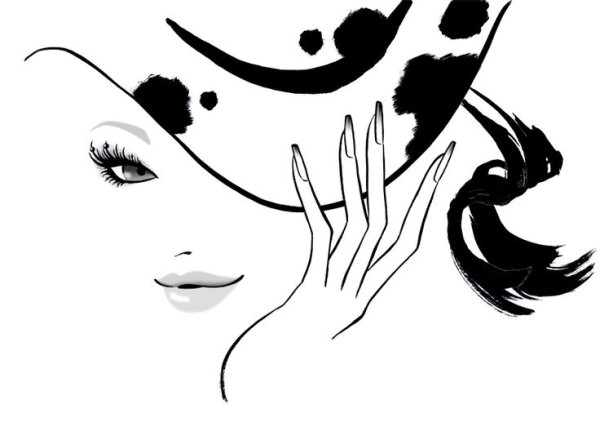 Маникюр с силуэтом девушки