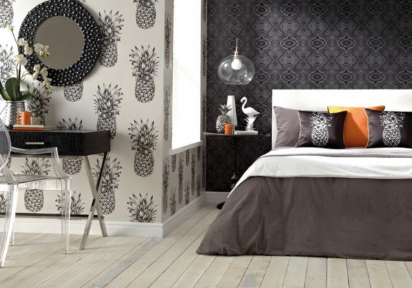 Обои для спальни комбинированные черно белые
