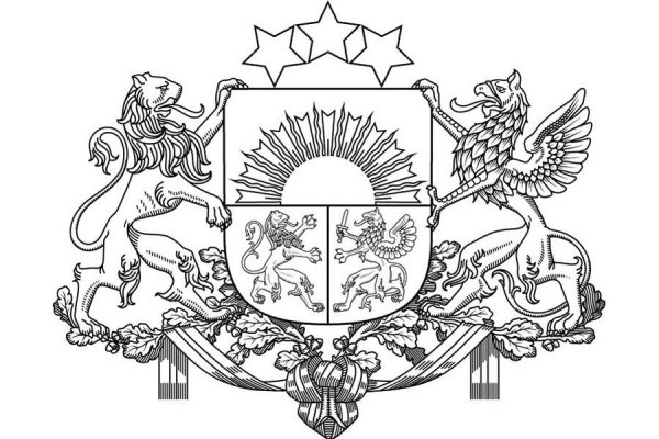 Герб Латвии черно-белый