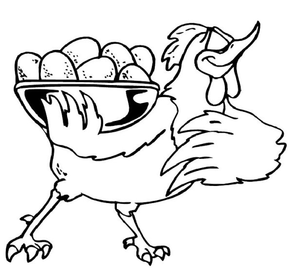 Раскраска курица с яйцами