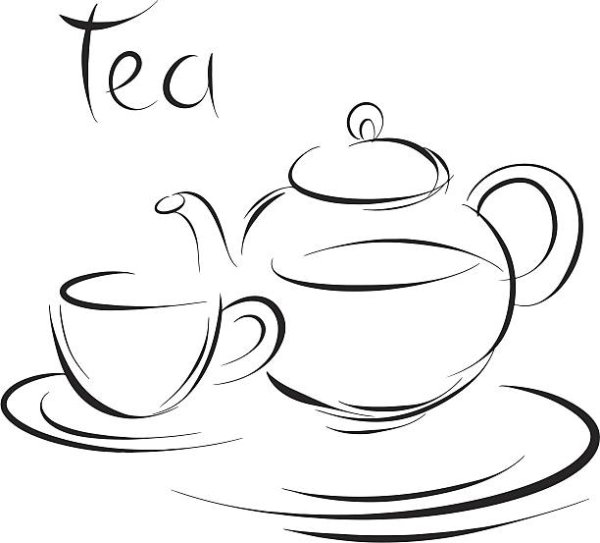Трафарет "чайник с чашкой"